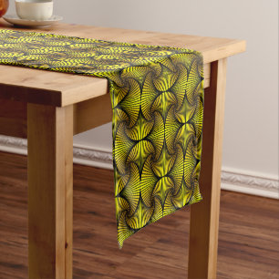 Graphic Geometric 3D Scallop Fan Yellow Short Table Runner