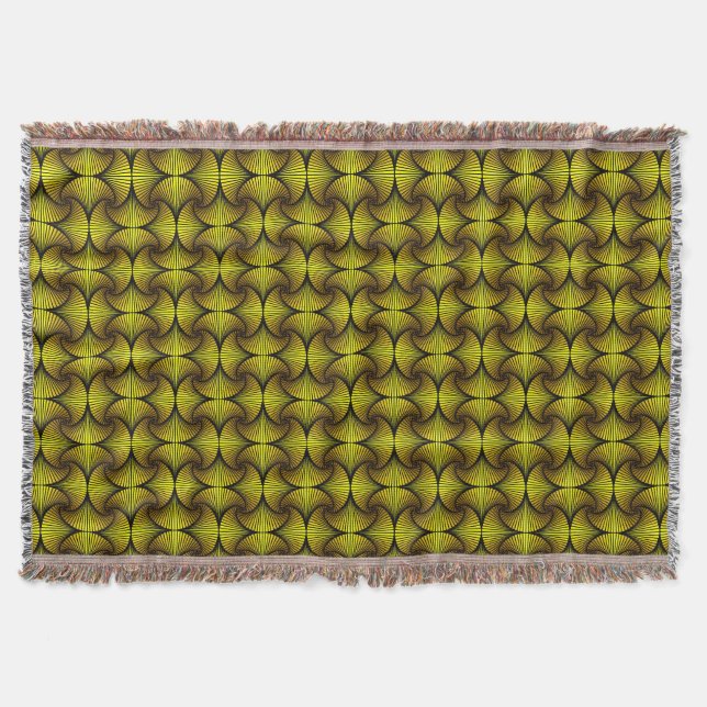 Graphic Geometric 3D Scallop Fan Yellow Throw Blanket (Front)