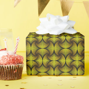 Graphic Geometric 3D Scallop Fan Yellow Wrapping Paper