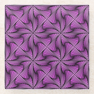 Graphic Geometric 3D Spiral Twist Pink Glass Coaster