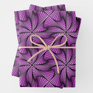 Graphic Geometric 3D Spiral Twist Pink Wrapping Paper Sheet