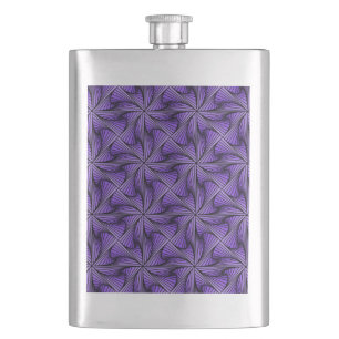 Graphic Geometric 3D Spiral Twist Purple Hip Flask