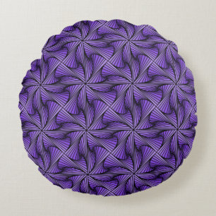 Graphic Geometric 3D Spiral Twist Purple Round Cushion