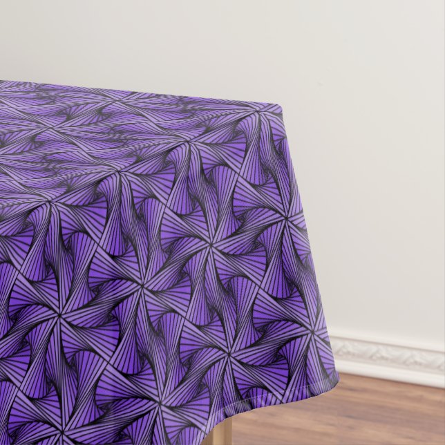Graphic Geometric 3D Spiral Twist Purple Tablecloth (In Situ)