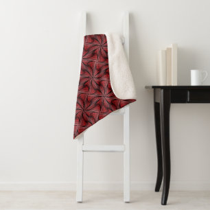 Graphic Geometric 3D Spiral Twist Red Sherpa Blanket