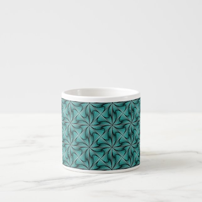 Graphic Geometric 3D Spiral Twist Turquoise Green Espresso Cup (Front)
