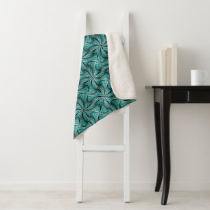 Graphic Geometric 3D Spiral Twist Turquoise Green Sherpa Blanket