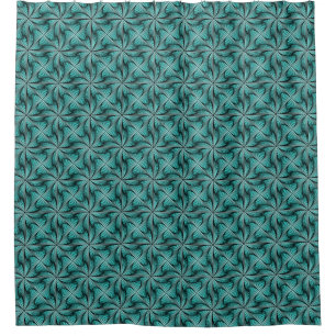 Graphic Geometric 3D Spiral Twist Turquoise Green Shower Curtain