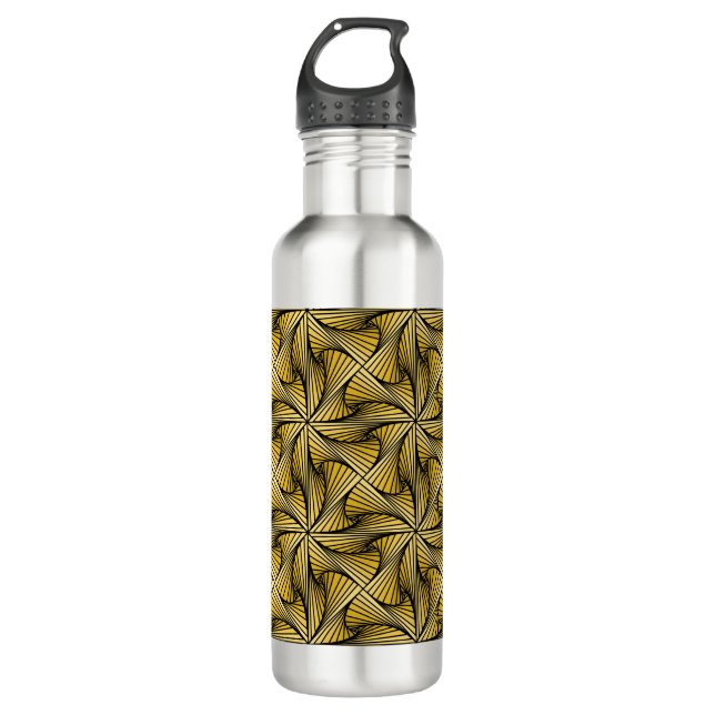 Graphic Geometric 3D Spiral Twist Yellow 710 Ml Water Bottle (Front)