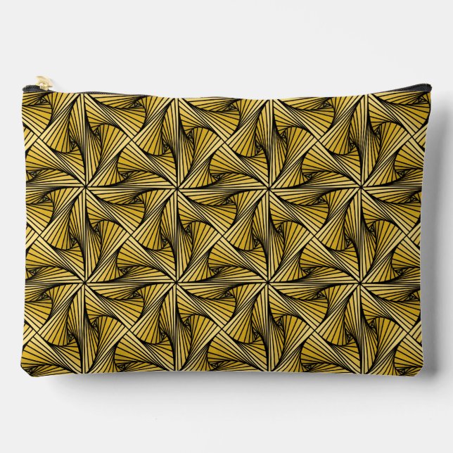 Graphic Geometric 3D Spiral Twist Yellow Accessory Pouch (Front)