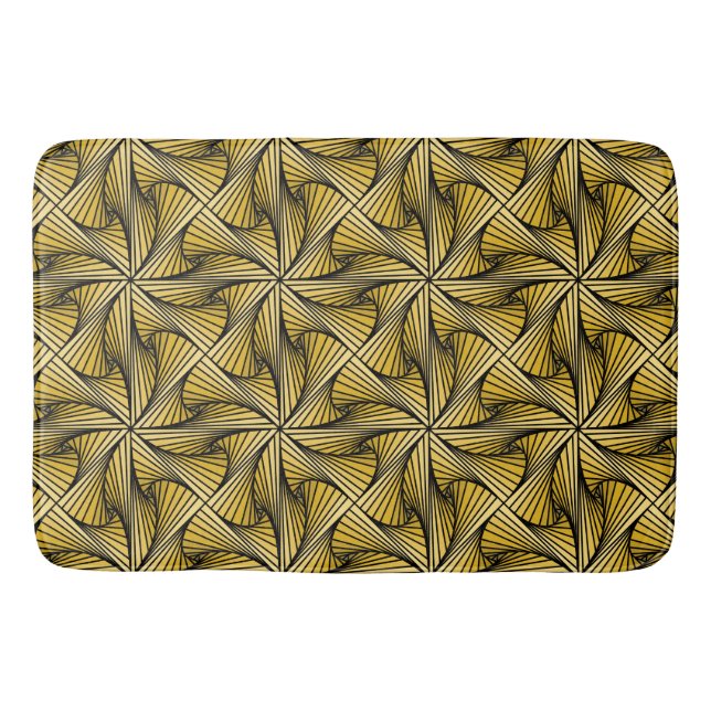 Graphic Geometric 3D Spiral Twist Yellow Bath Mat (Front)