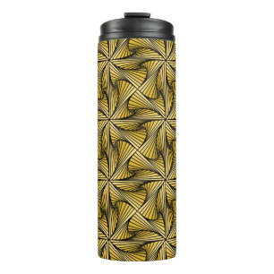 Graphic Geometric 3D Spiral Twist Yellow Thermal Tumbler