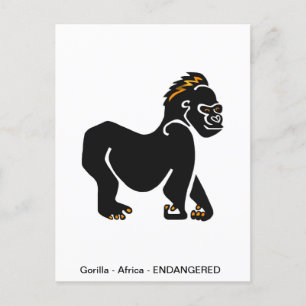 Graphic GORILLA - Ape - Primate- Wildlife - Nature Postcard