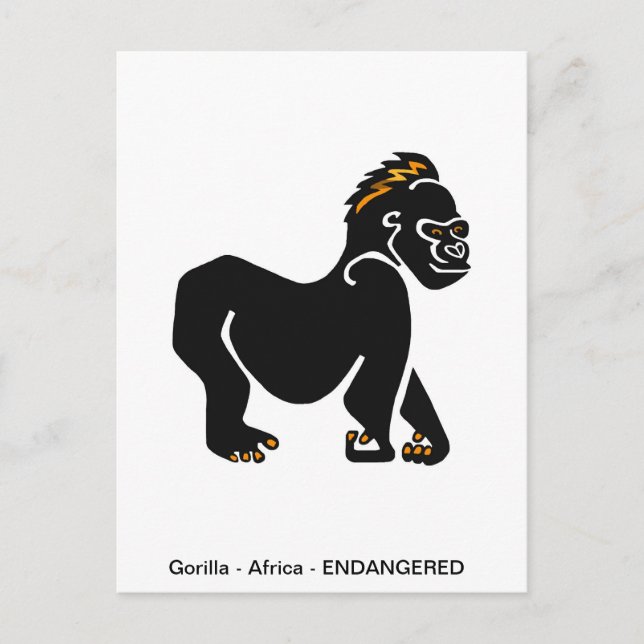 Graphic GORILLA - Ape - Primate- Wildlife - Nature Postcard (Front)