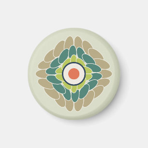 Graphic green leaf rosette in wasabi and khaki magnet