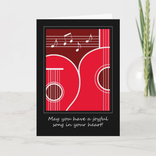 Graphic Guitar,  Lute and Music Notes Holiday Card