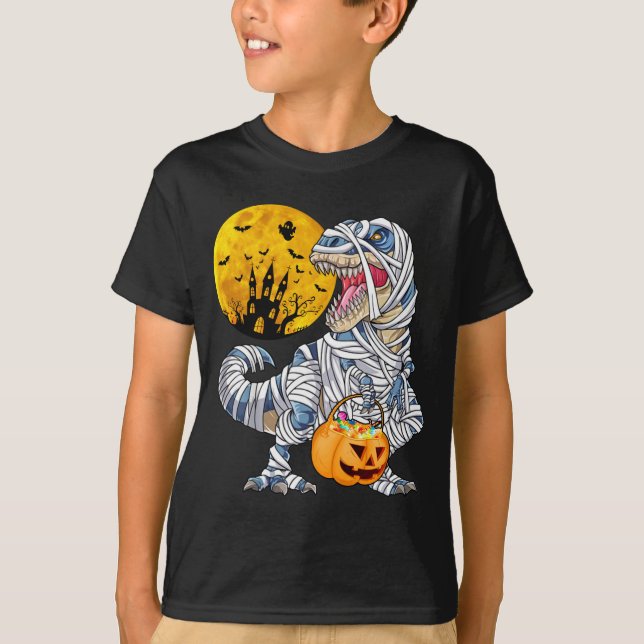 Graphic Halloween mummy dinosaur T-Shirt (Front)