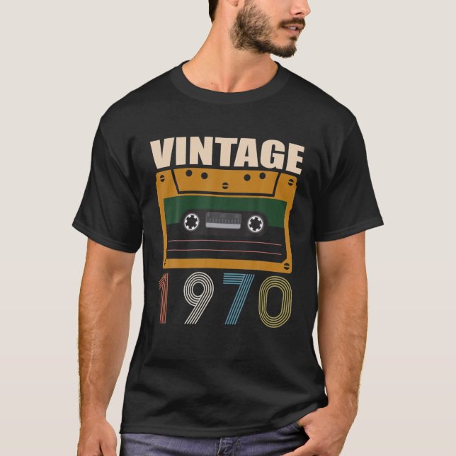 Graphic Happy Cassette Tap 1970 51St Birthday Gift T-Shirt (Front)