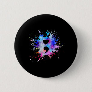 Graphic Heart Semicolon Symbol 6 Cm Round Badge