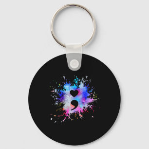 Graphic Heart Semicolon Symbol Key Ring