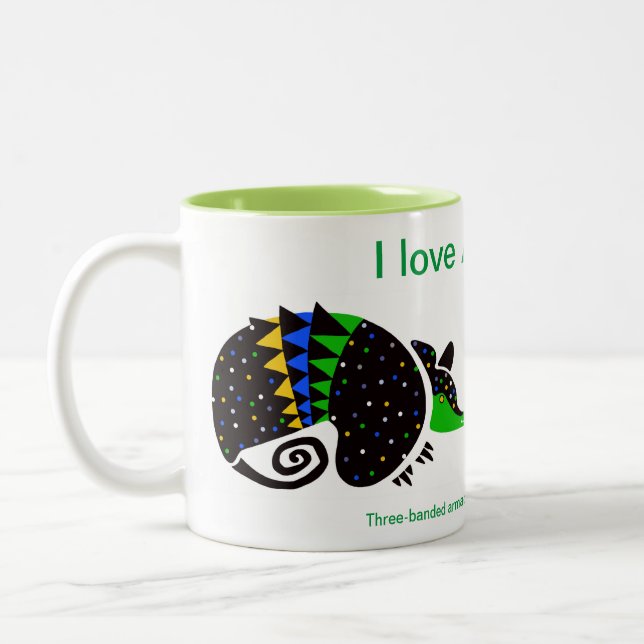 Graphic - I love ARMADILLOS - Animal lover - Two-Tone Coffee Mug (Left)