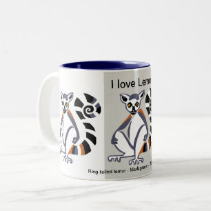 Graphic I love LEMURS - Animal lover - Nature - Two-Tone Coffee Mug