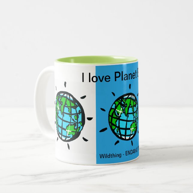 Graphic - I love Planet EARTH - Save our planet - Two-Tone Coffee Mug (Front Left)