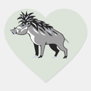 Graphic  I love Warty PIGS - Wildlife  -Warthog Heart Sticker