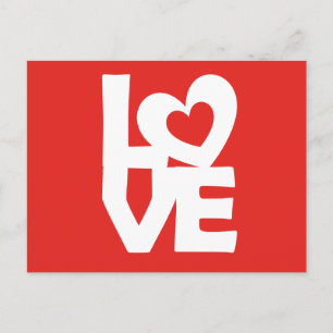 Graphic Illustration I love You with heart on red Postcard