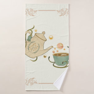 Graphic Illustration, Nature Inspired Tea Time Bath Towel Set