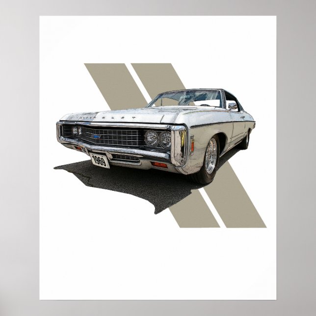 Graphic illustration of a silver 1969 Chevrolet Poster (Front)