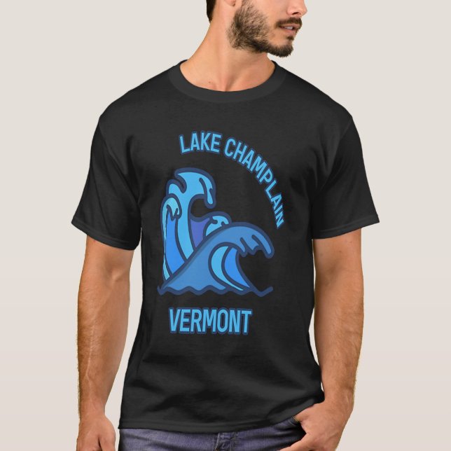 Graphic Lake Champlain Vermont Pocket Wave Souveni T-Shirt (Front)