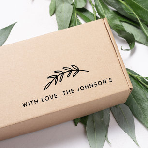 Graphic Leaves Branch With Love Family Name Self-inking Stamp
