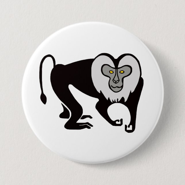 Graphic -Lion-tailed MACAQUE -Monkey- Wildlife - 7.5 Cm Round Badge (Front)