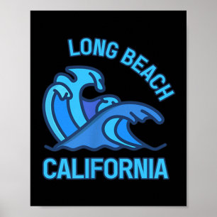 Graphic Long Beach California Pocket Wave Souvenir Poster