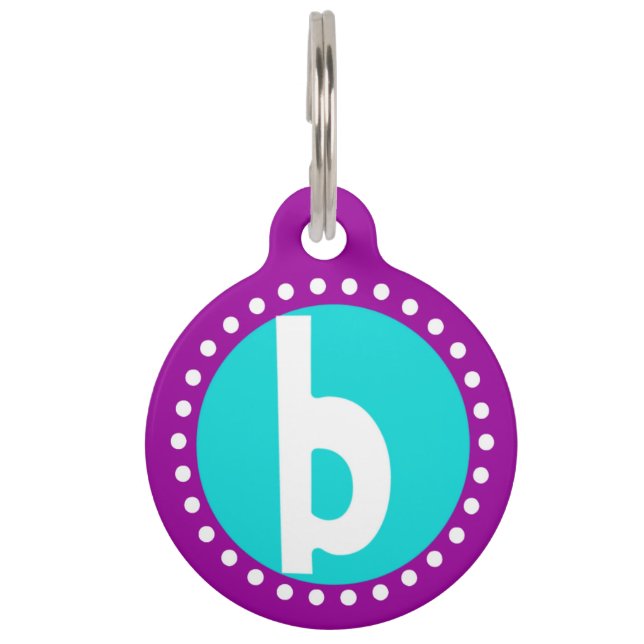 Graphic Lowercase Letter B Custom Initial Pet Tag (Front)
