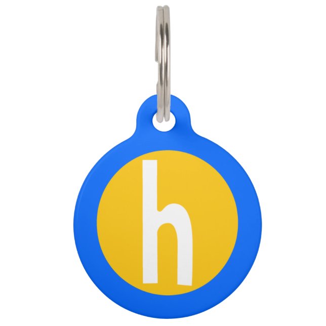 Graphic Lowercase Letter H Custom Initial Pet Tag (Front)