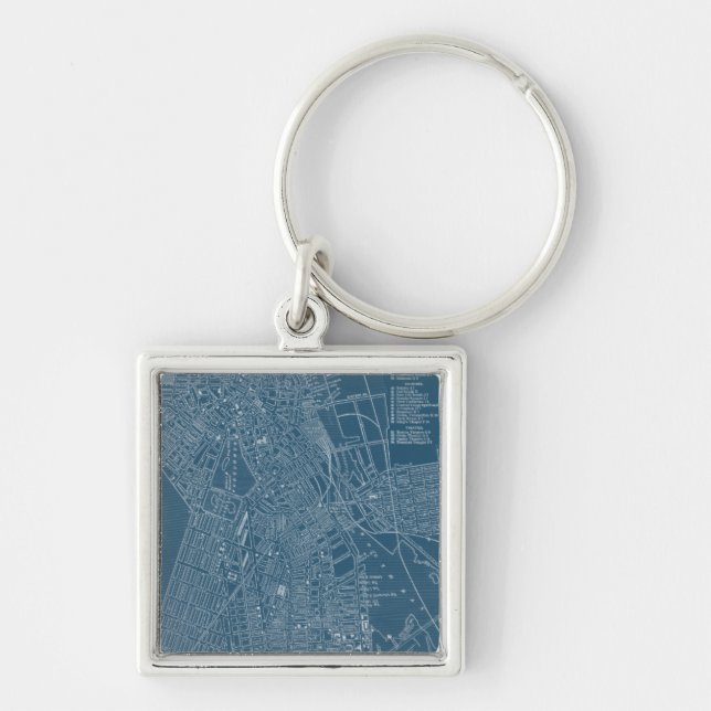 Graphic Map of Boston Key Ring (Front)