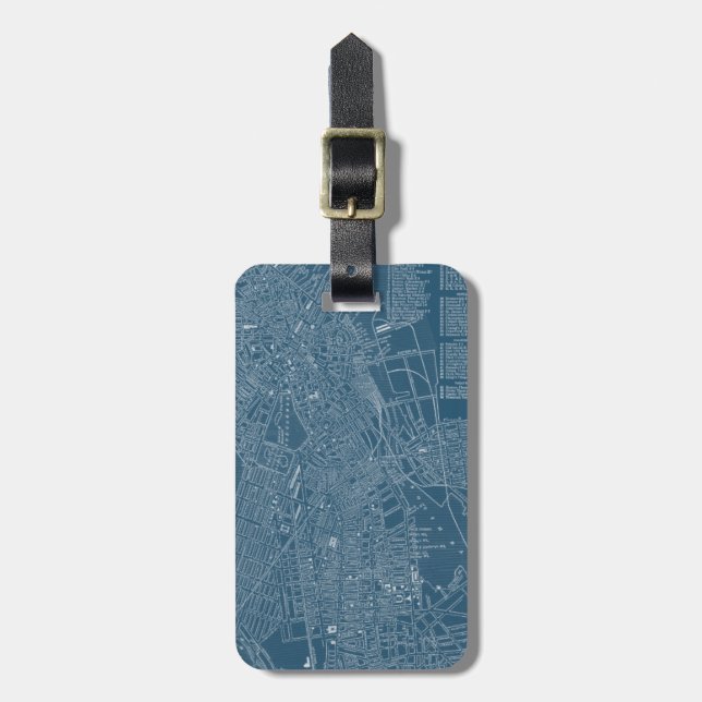 Graphic Map of Boston Luggage Tag (Front Vertical)