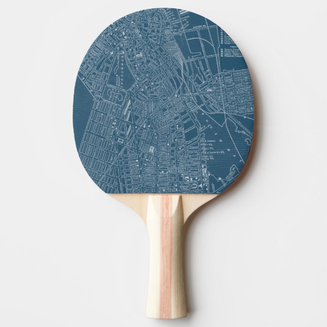 Graphic Map of Boston Ping Pong Paddle (Front)
