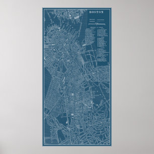 Graphic Map of Boston Poster
