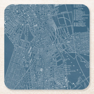 Graphic Map of Boston Square Paper Coaster