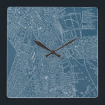 Graphic Map of Boston Square Wall Clock<br><div class="desc">Maps & Blueprints</div>
