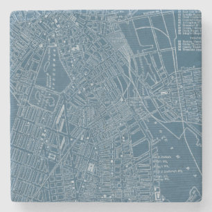 Graphic Map of Boston Stone Coaster