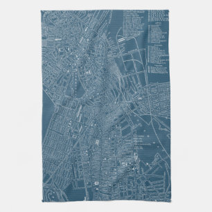 Graphic Map of Boston Tea Towel