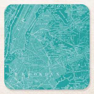 Graphic Map of New York Square Paper Coaster