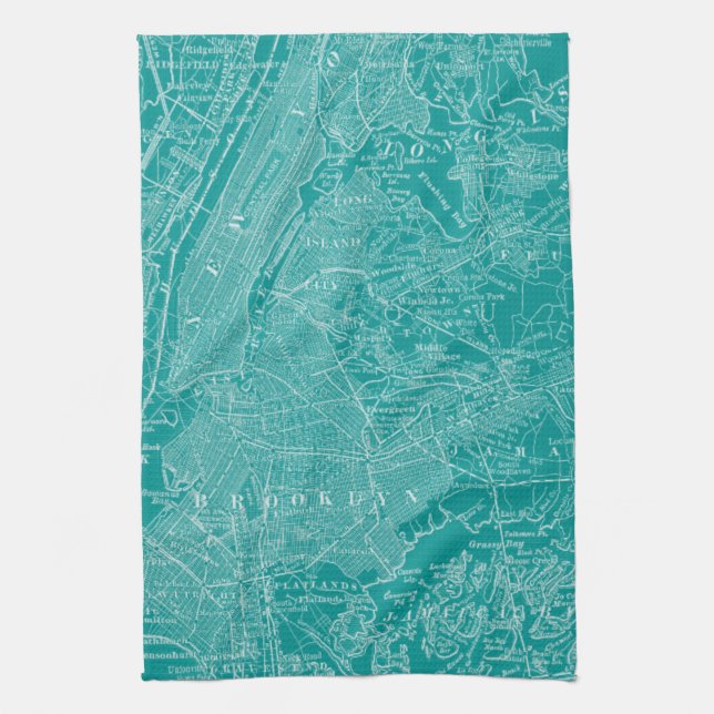 Graphic Map of New York Tea Towel (Vertical)