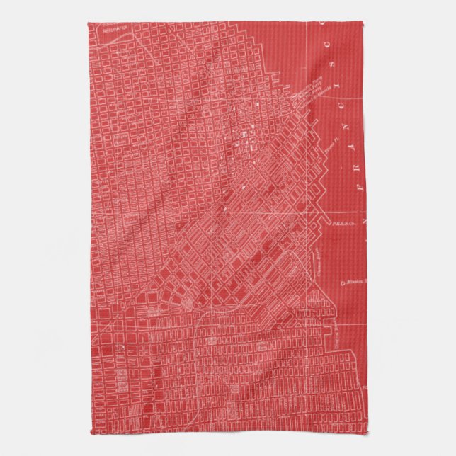Graphic Map of San Francisco Tea Towel (Vertical)