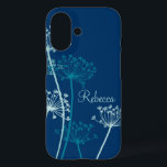 Graphic modern flower chervil name ipad case<br><div class="desc">Cute contemporary floral ipad case in pretty blue, aqua teal hues. Modern flower drawing in the style of cows parsley Anthriscus sylvestris, also known as wild chervil, wild beaked parsley, keck, or Queen Anne's lace. Customise with the name of your choice. Example reads Rebecca. Original design and drawing by Sarah...</div>