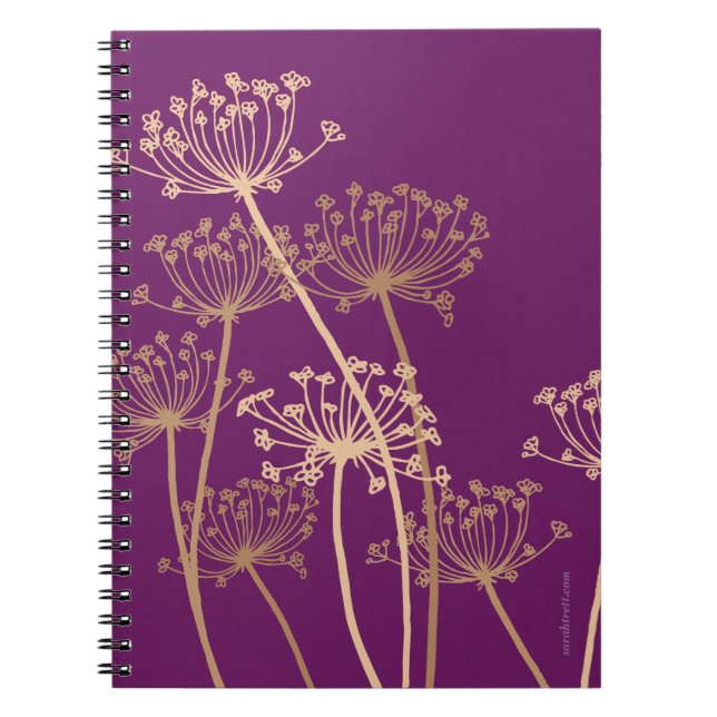 Graphic modern flower chervil purple art notebook (Front)